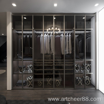 Glass door wardrobe feature